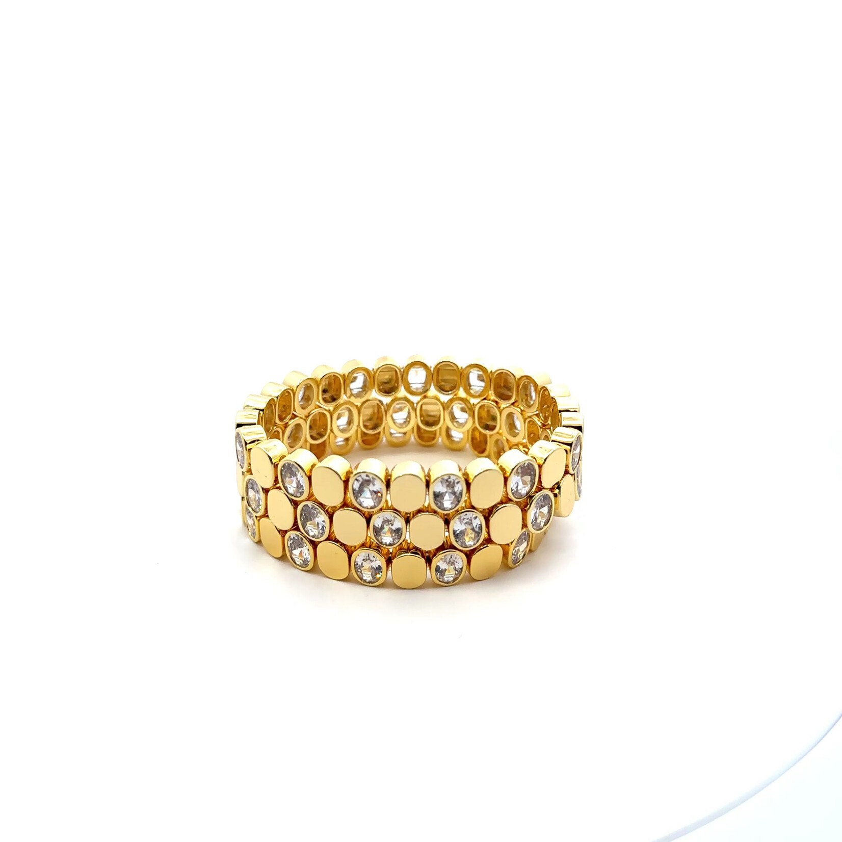 Mina Danielle Gold Oval with White Topaz Stretch Bracelet