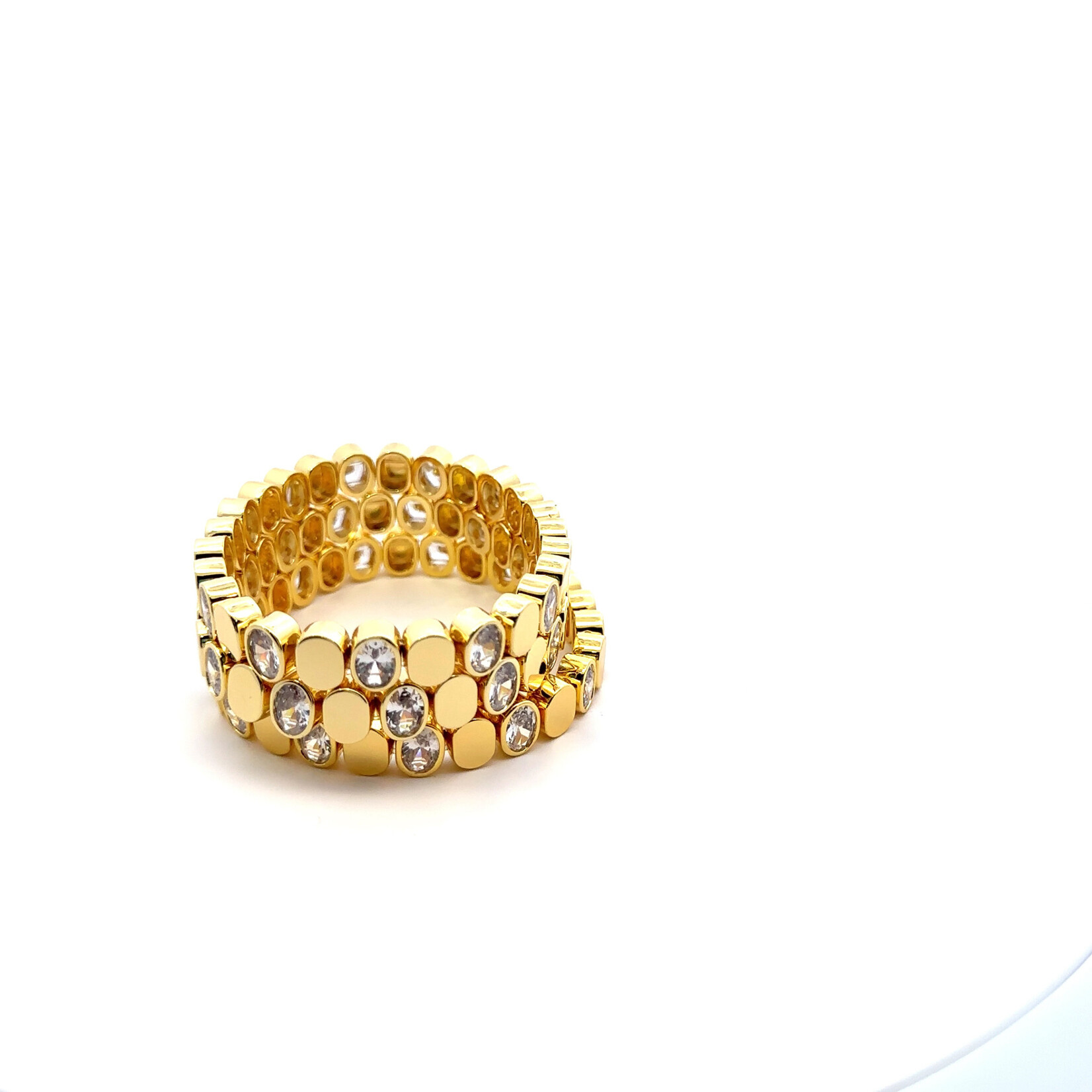 Mina Danielle Gold Oval with White Topaz Stretch Bracelet