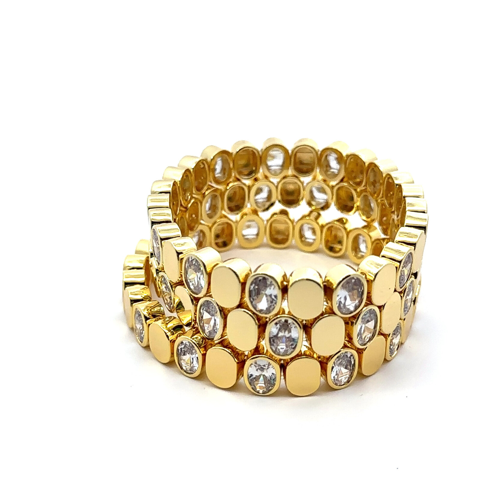 Mina Danielle Gold Oval with White Topaz Stretch Bracelet