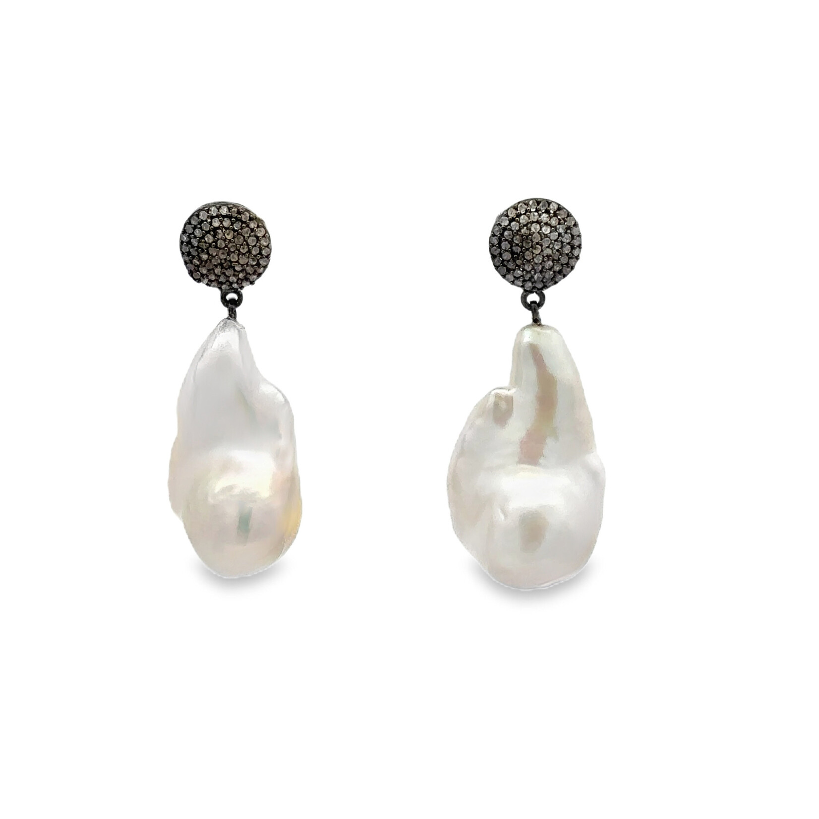 Mina Danielle Pave Diamond and Baroque Pearl Earrings