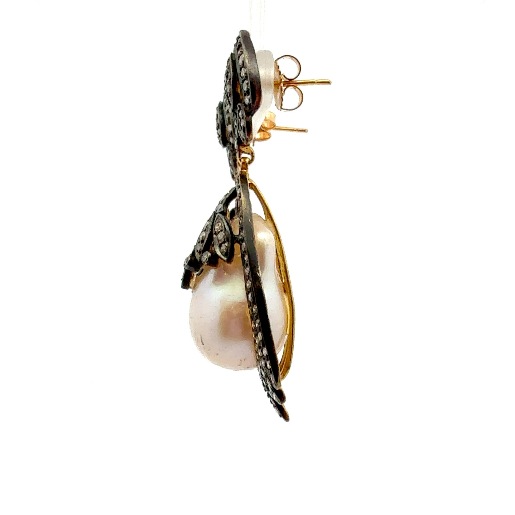 Pavé Diamond and Pearl Earrings