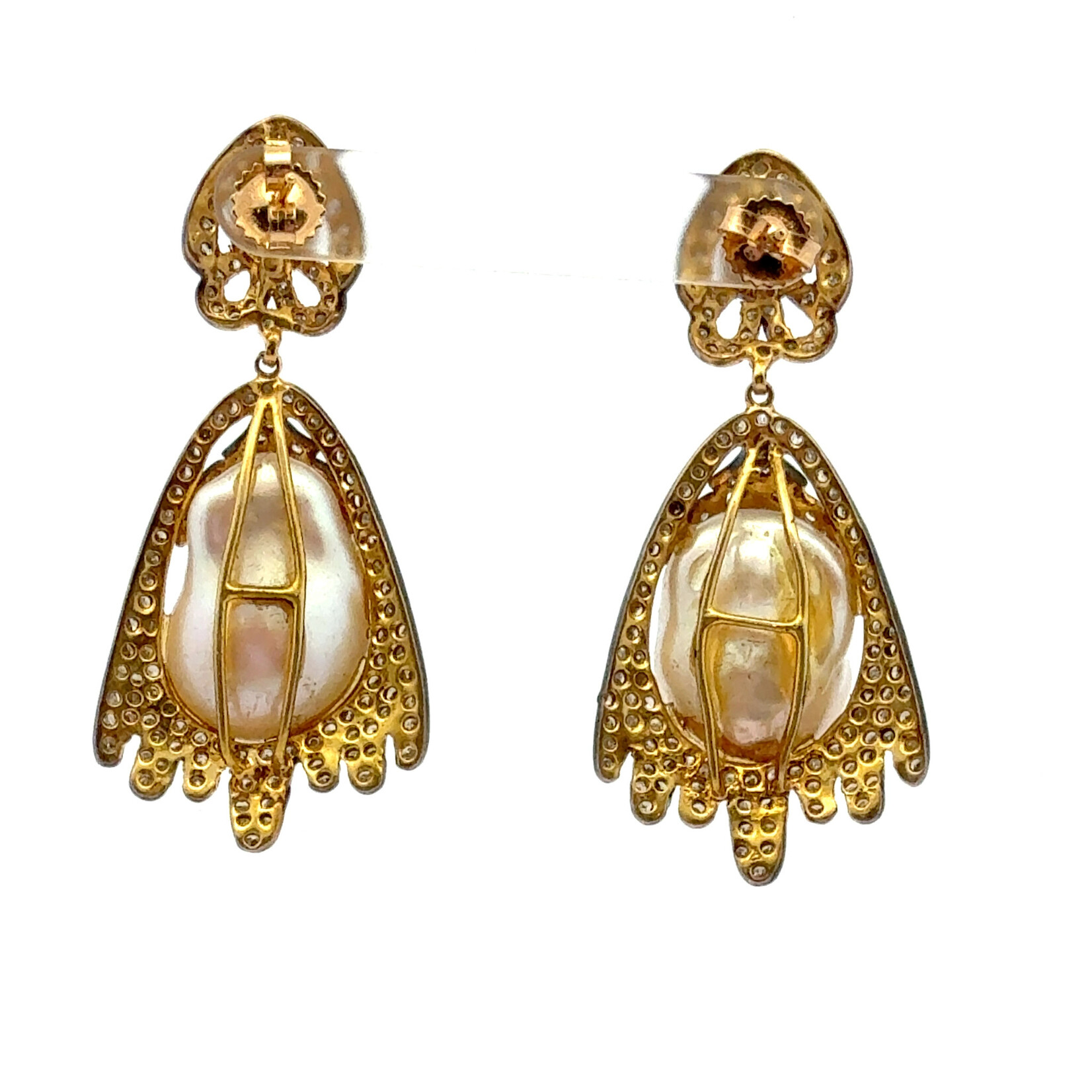 Pavé Diamond and Pearl Earrings