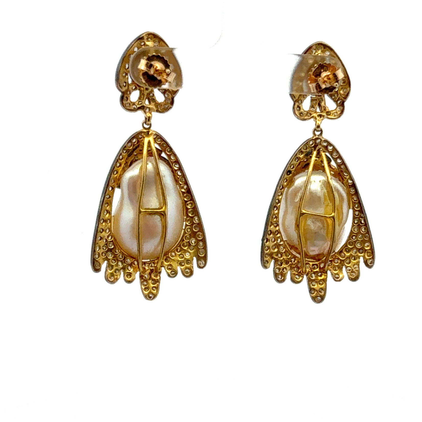 Pavé Diamond and Pearl Earrings