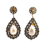 Baroque Pearl and Diamond Drop Earrings