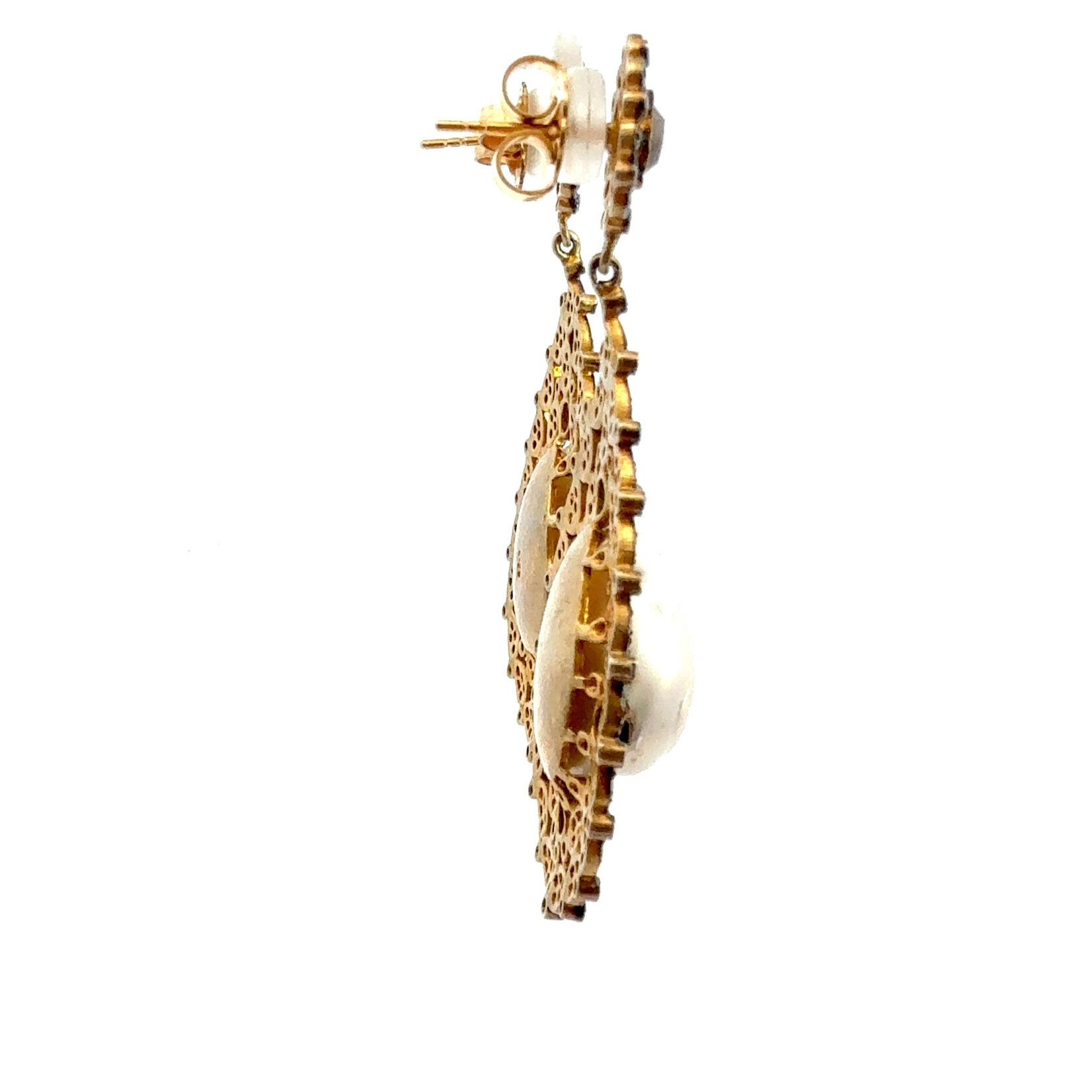 Baroque Pearl and Diamond Drop Earrings