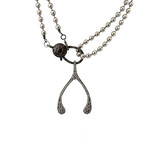 Mina Danielle Pavé Diamond Wishbone on Silver Ball Chain