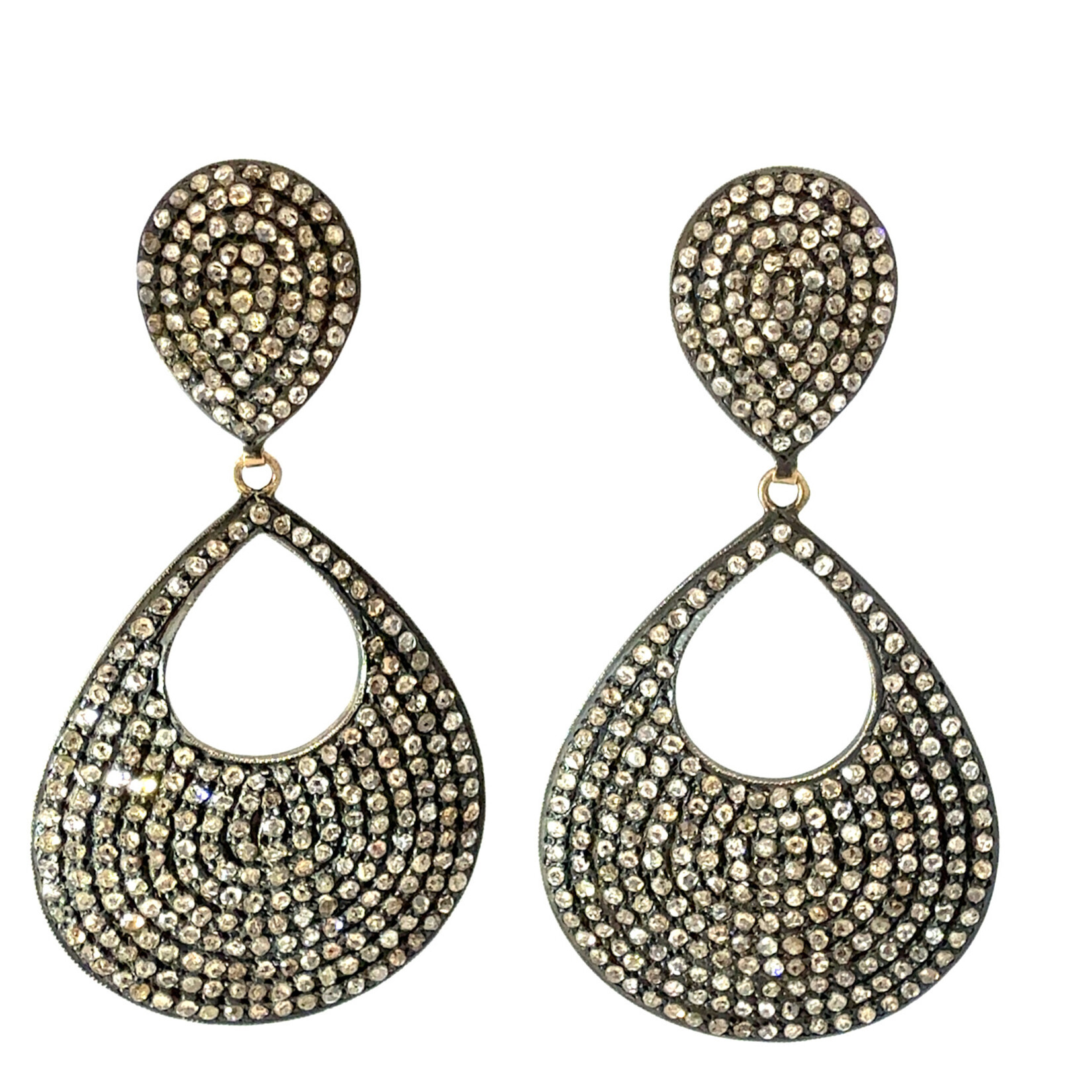Open Teardrop Pavé Diamond Earrings