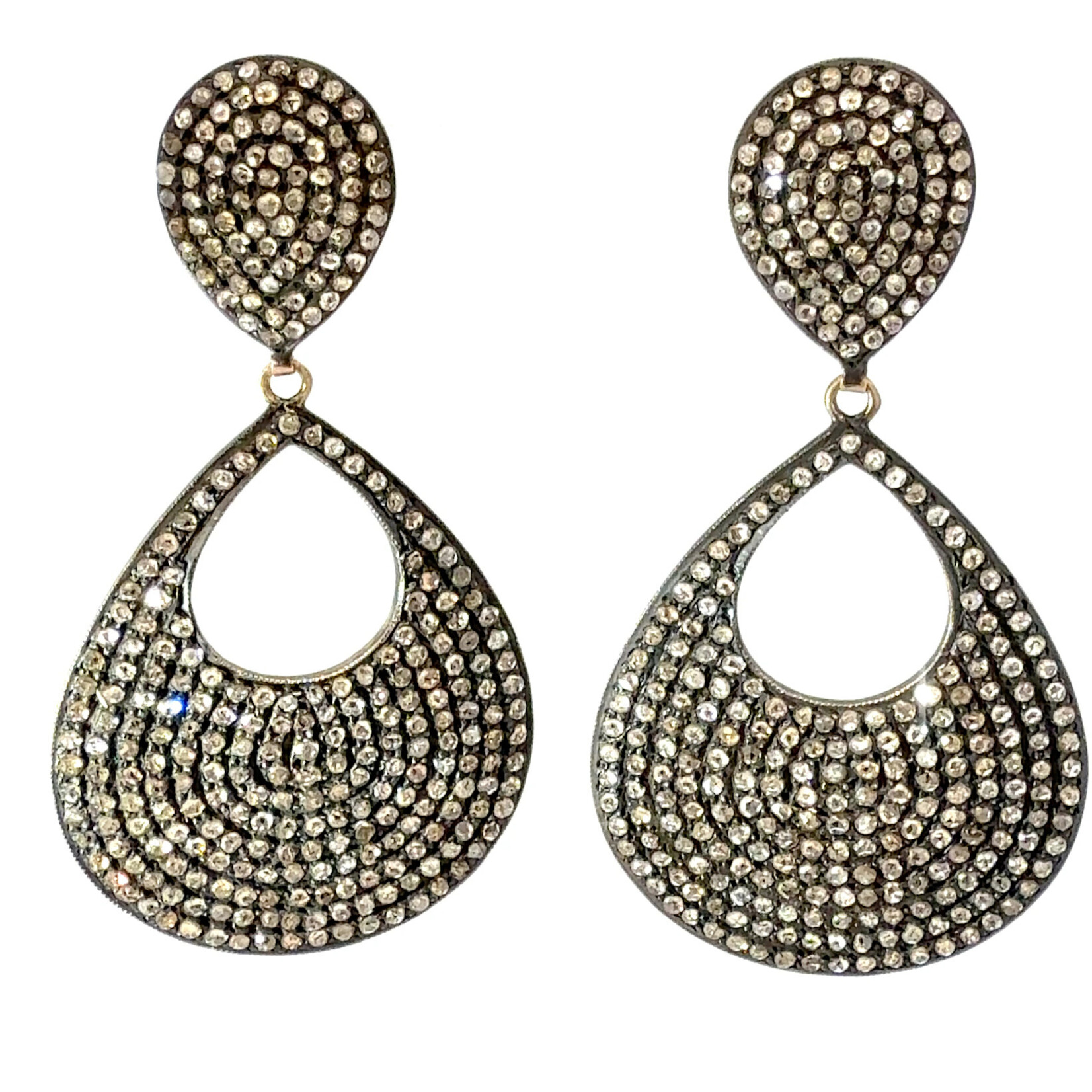 Open Teardrop Pavé Diamond Earrings
