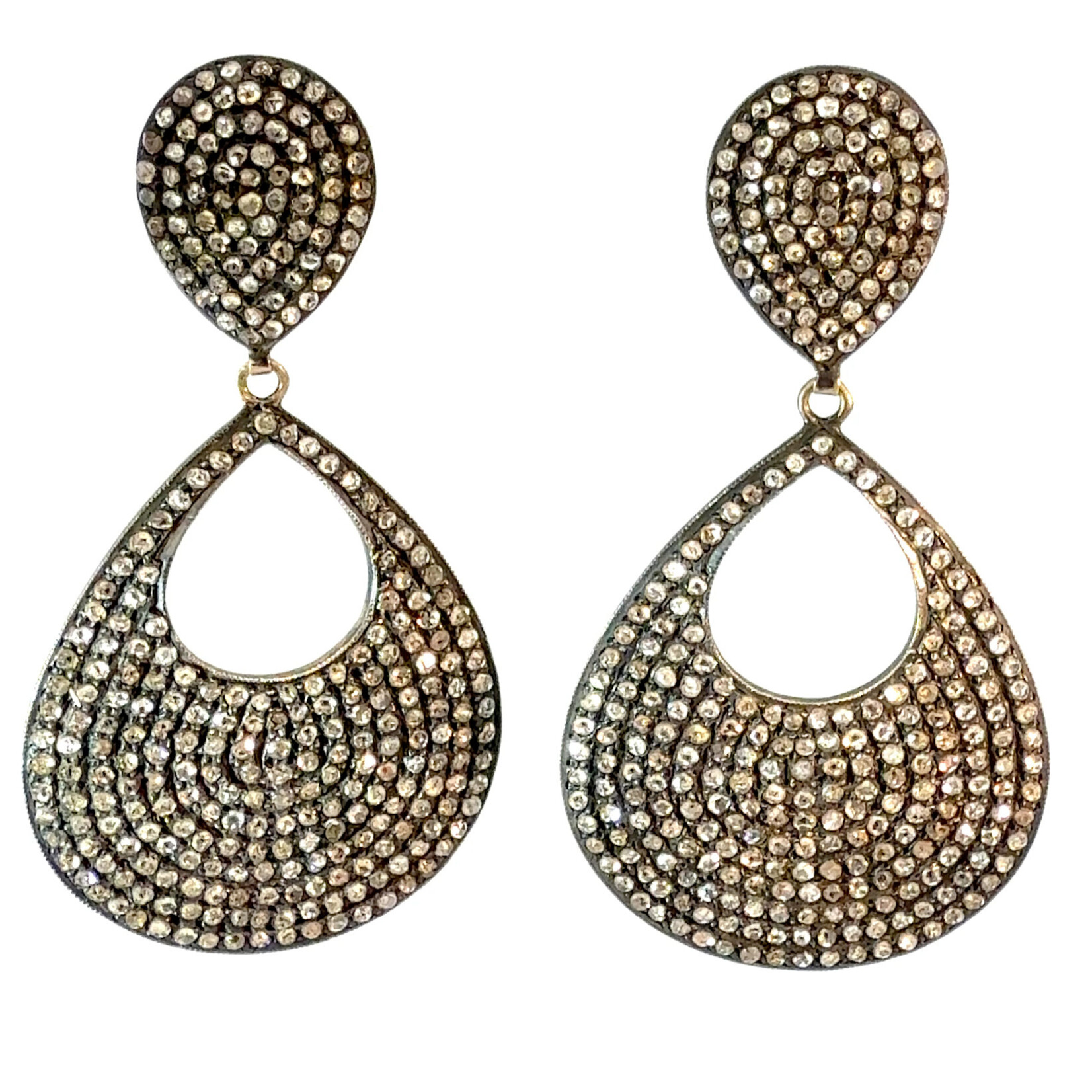 Open Teardrop Pavé Diamond Earrings