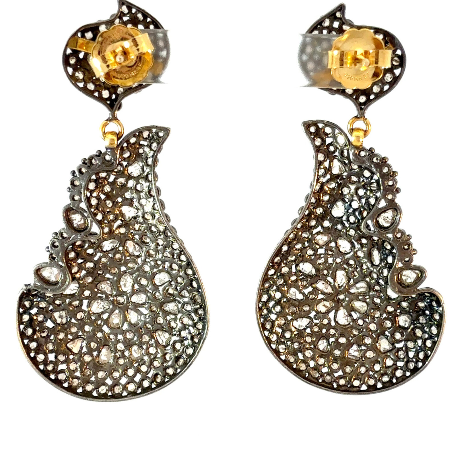 Rose-Cut Diamond Pavé Drop Earrings