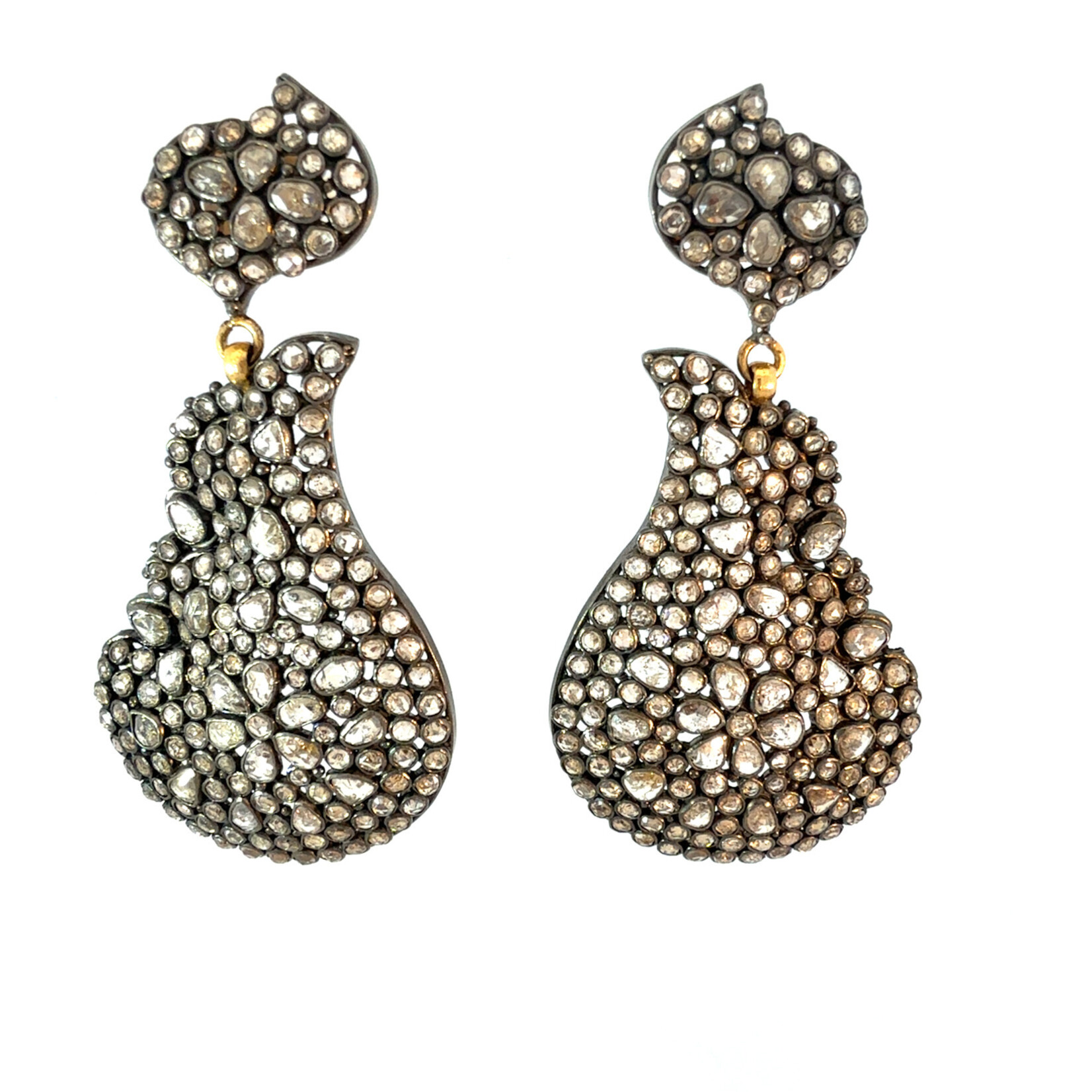 Rose-Cut Diamond Pavé Drop Earrings