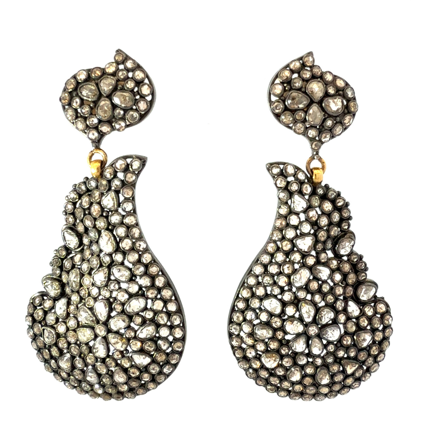 Rose-Cut Diamond Pavé Drop Earrings