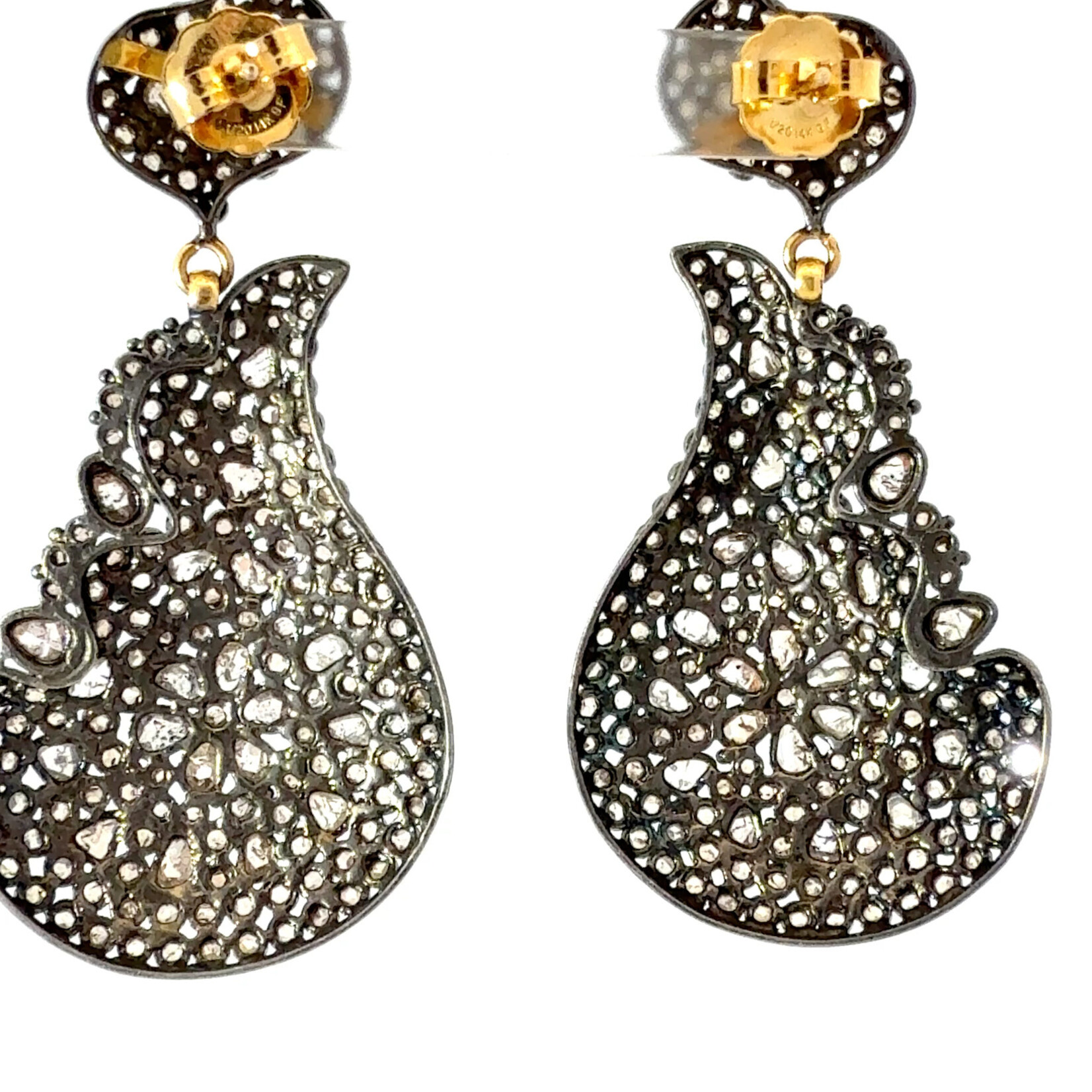 Rose-Cut Diamond Pavé Drop Earrings