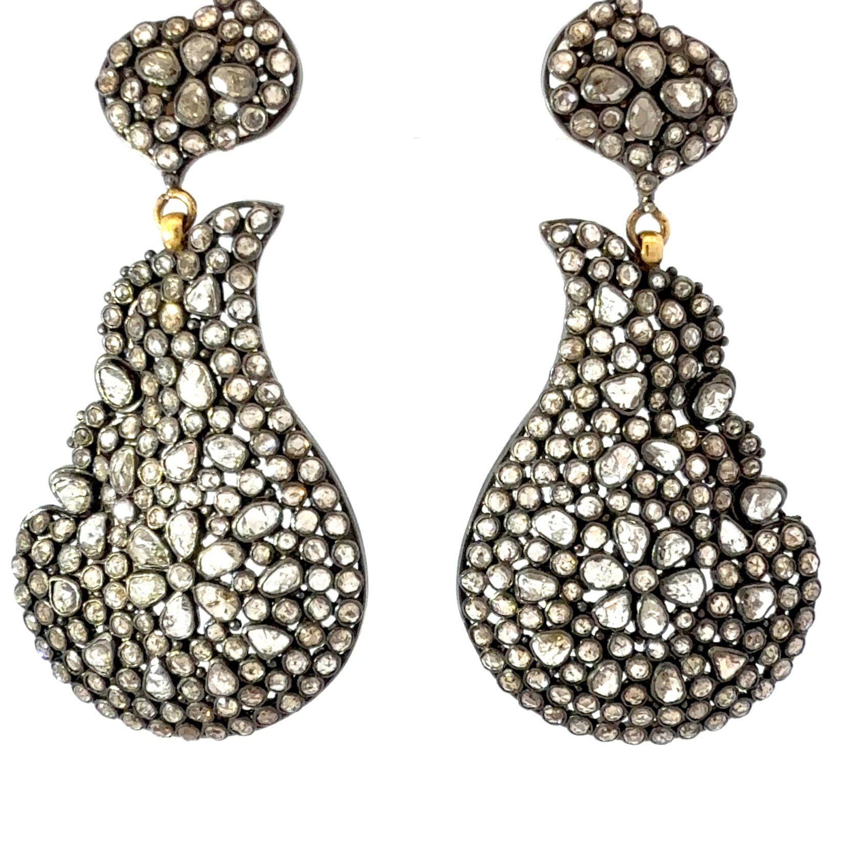 Rose-Cut Diamond Pavé Drop Earrings
