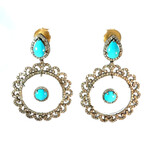 Turquoise, Diamond & Clear Crystal Halo Earrings