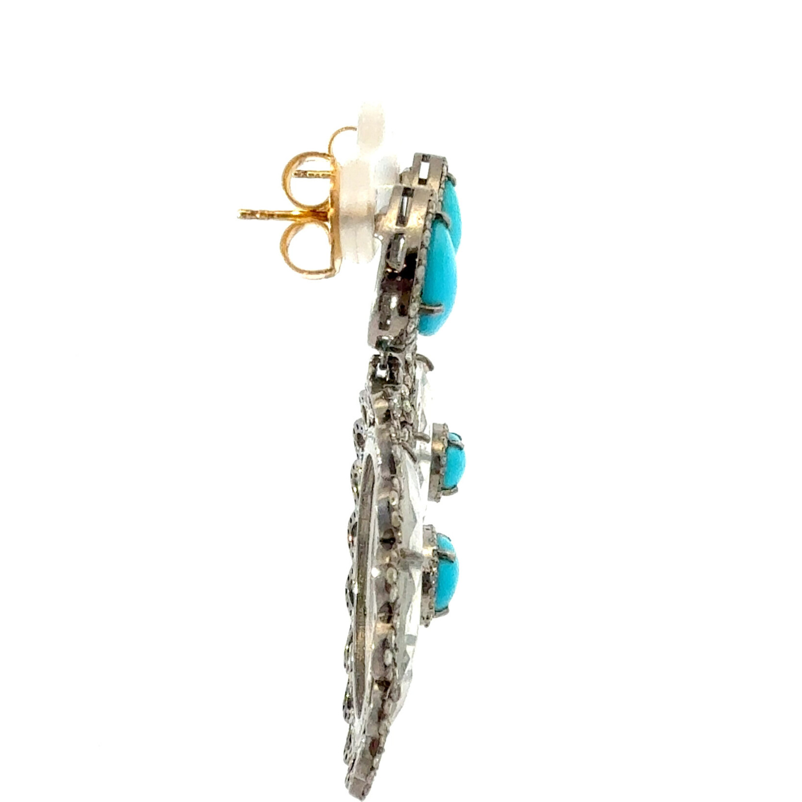 Turquoise, Diamond & Clear Crystal Halo Earrings