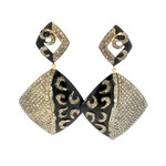 Mina Danielle Black Enamel & Diamond Wave Drop Earrings