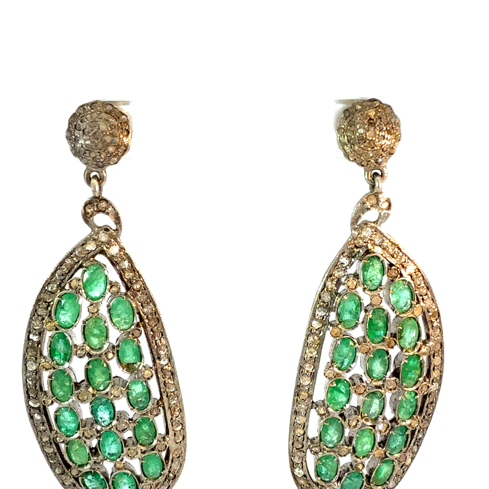 Mina Danielle Pave Diamond & Emerald Drop Earrings