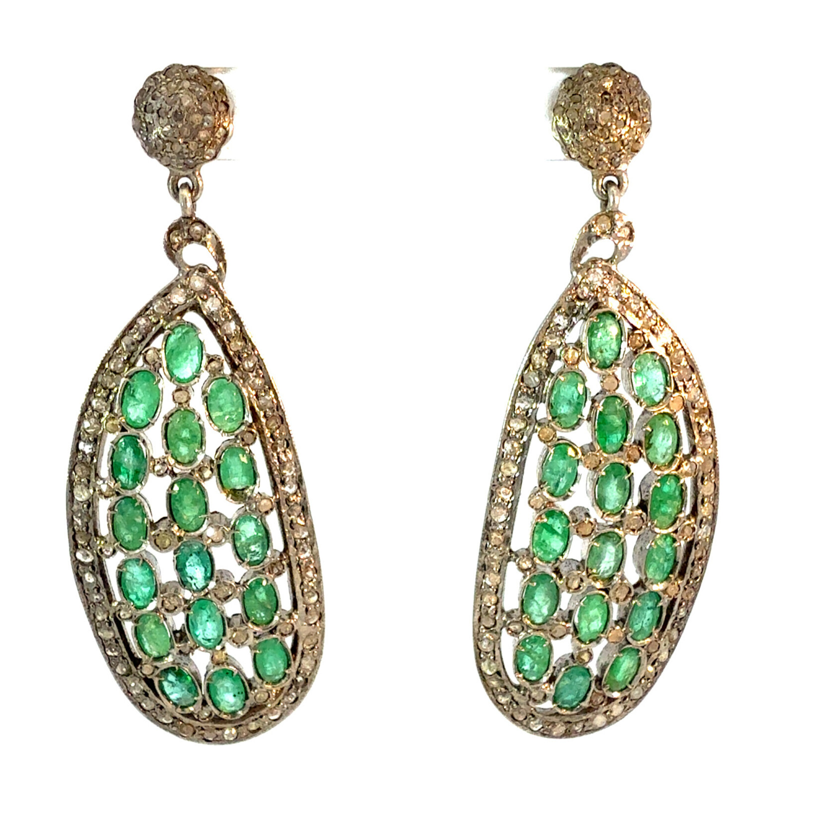 Mina Danielle Pave Diamond & Emerald Drop Earrings