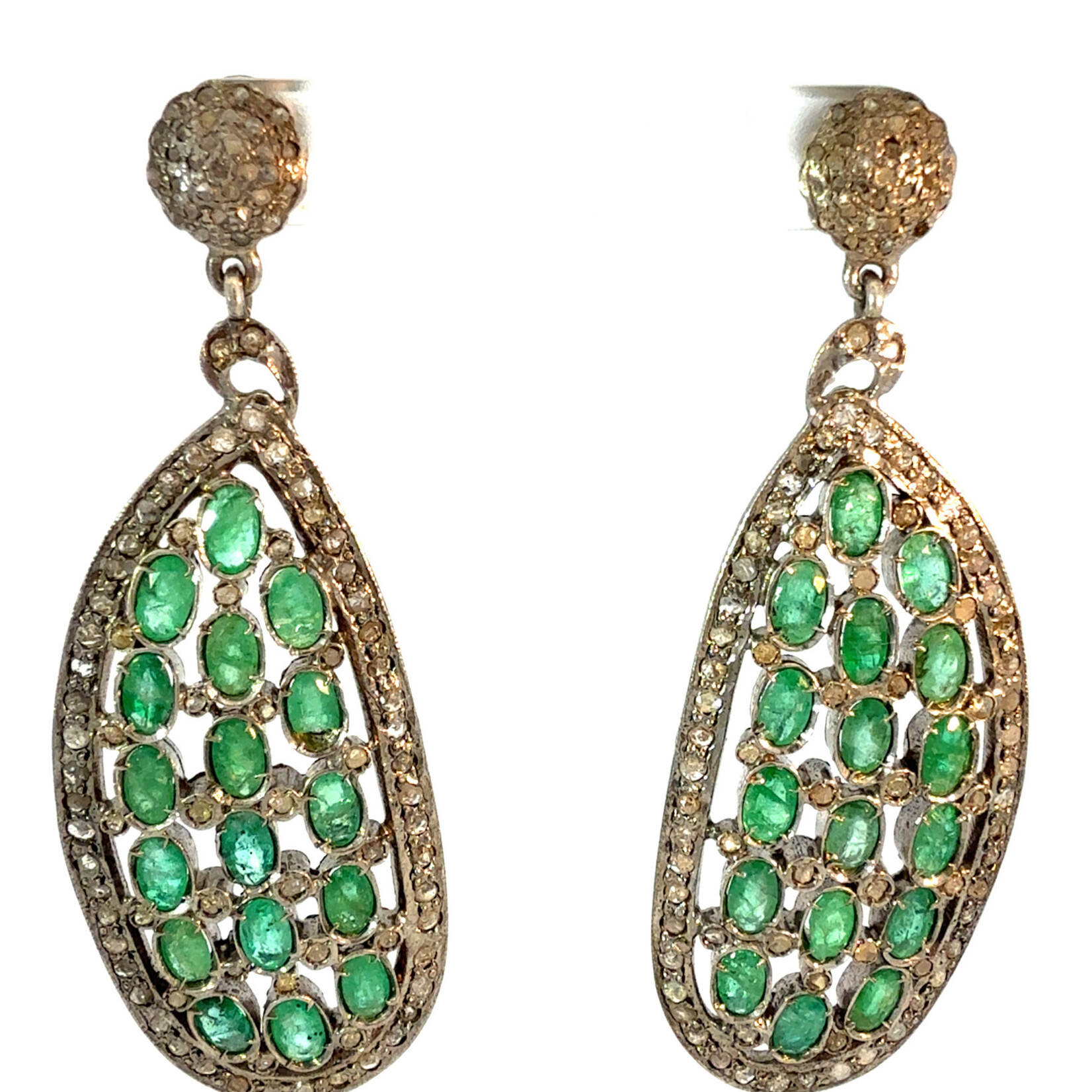 Mina Danielle Pave Diamond & Emerald Drop Earrings