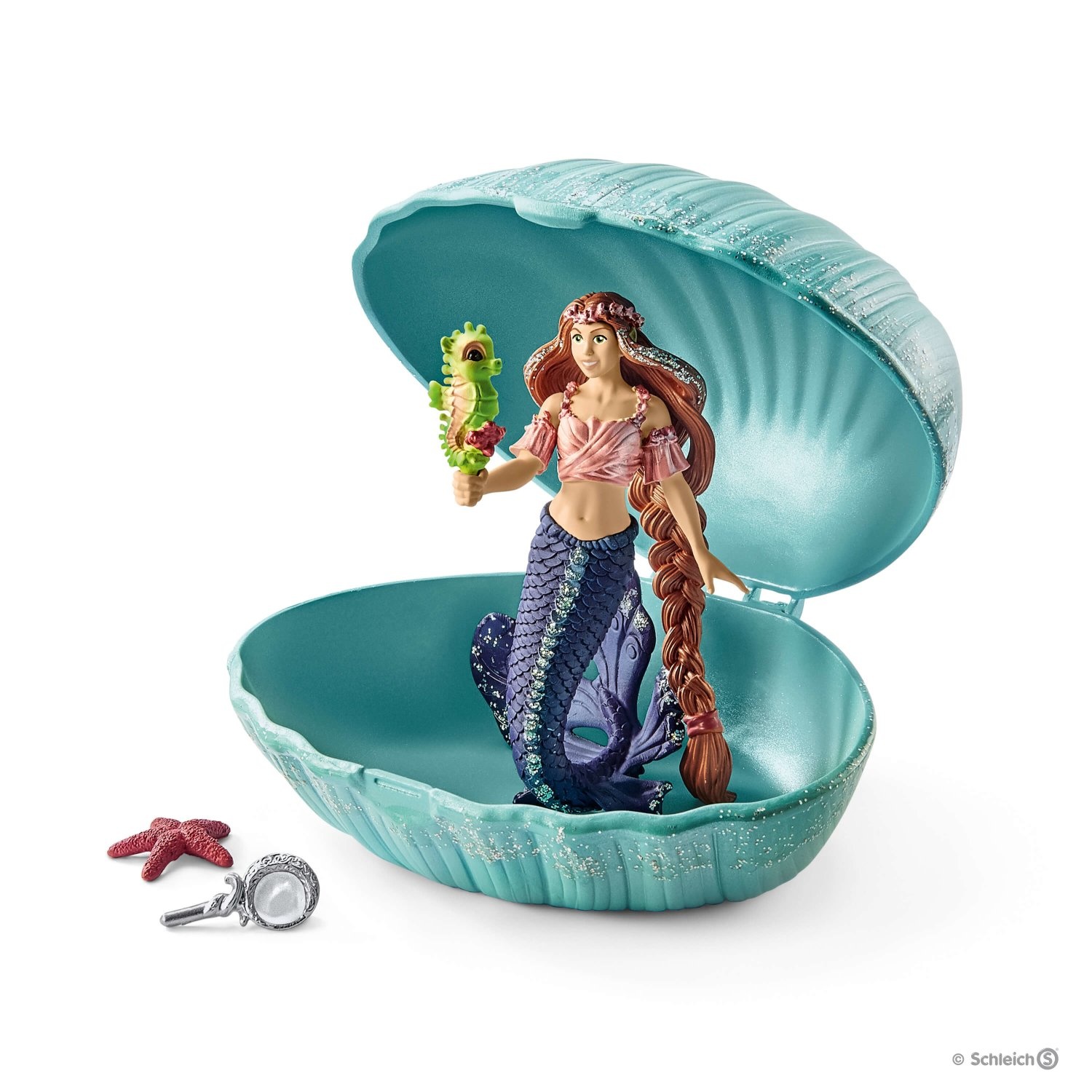 Schleich Sirene Avec Bebe Hippocampe Dans Un Coquillage Ojeux