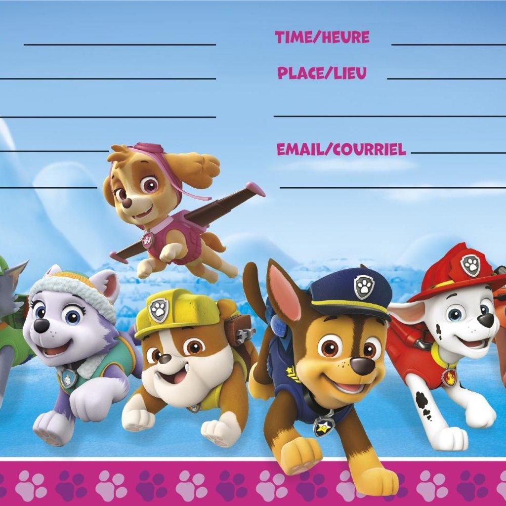 Cartons D Invitation Paw Patrol Heroines 8x Ojeux