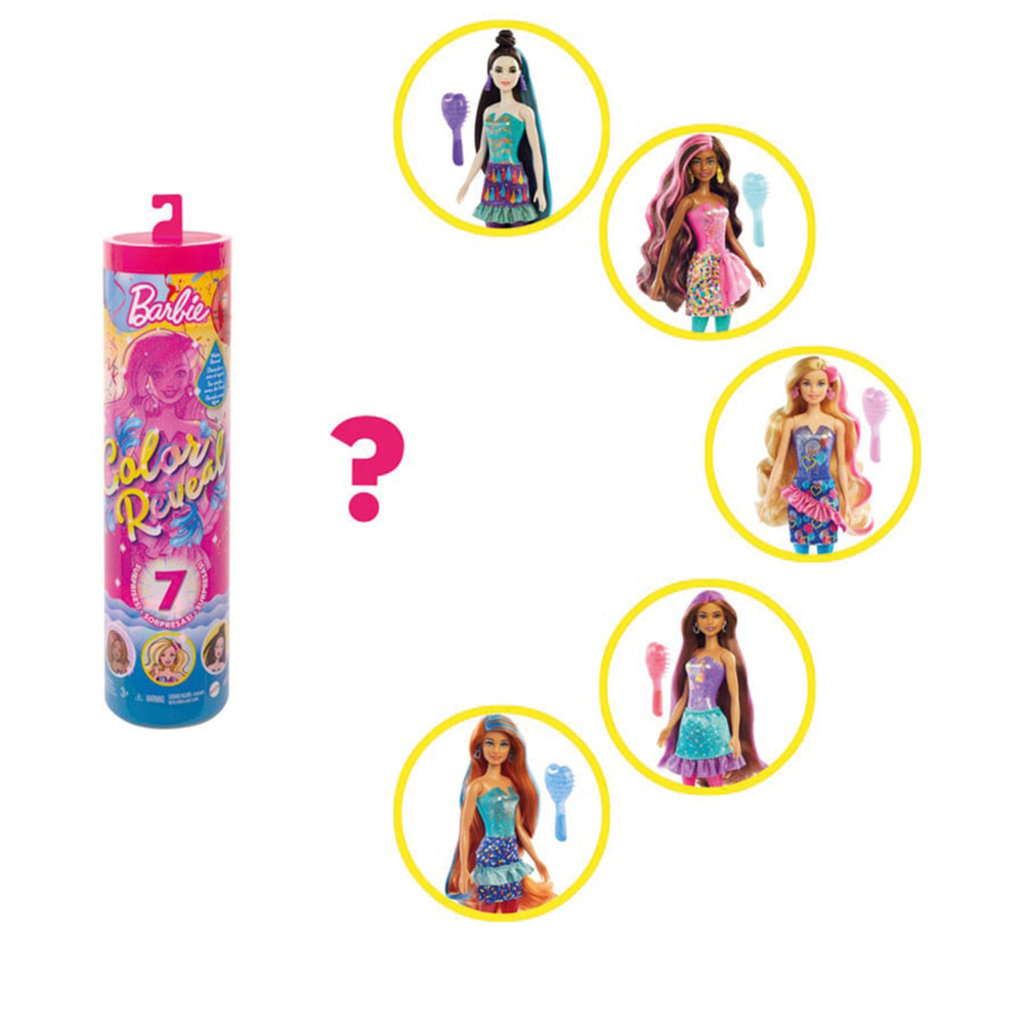 Mattel Barbie - Poupée Color Reveal Série Fête, 7 Surprises