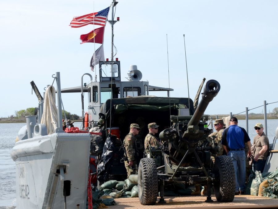 Artillery booms from Army landing craft for first time in decades