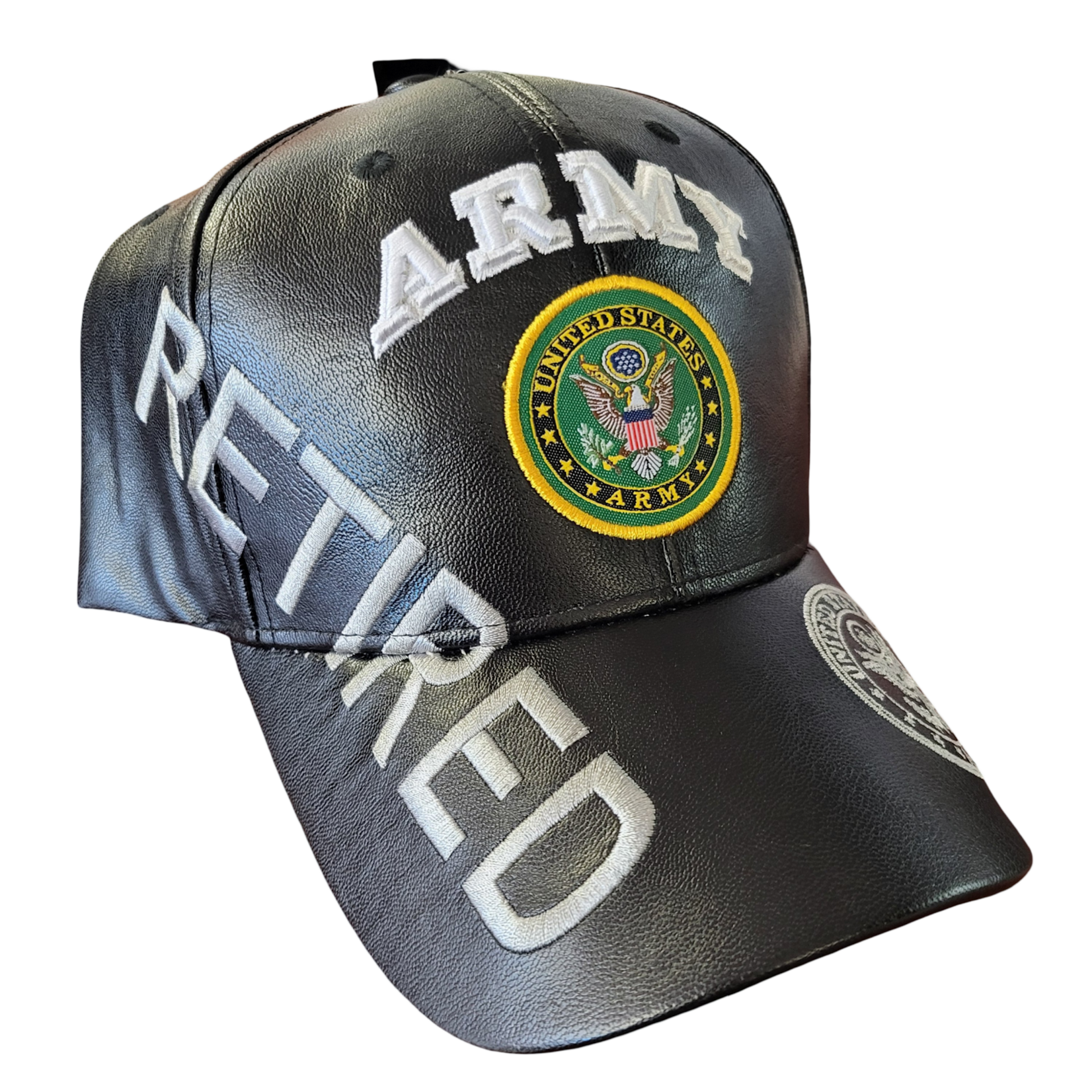 Army Retired Pleather Cap