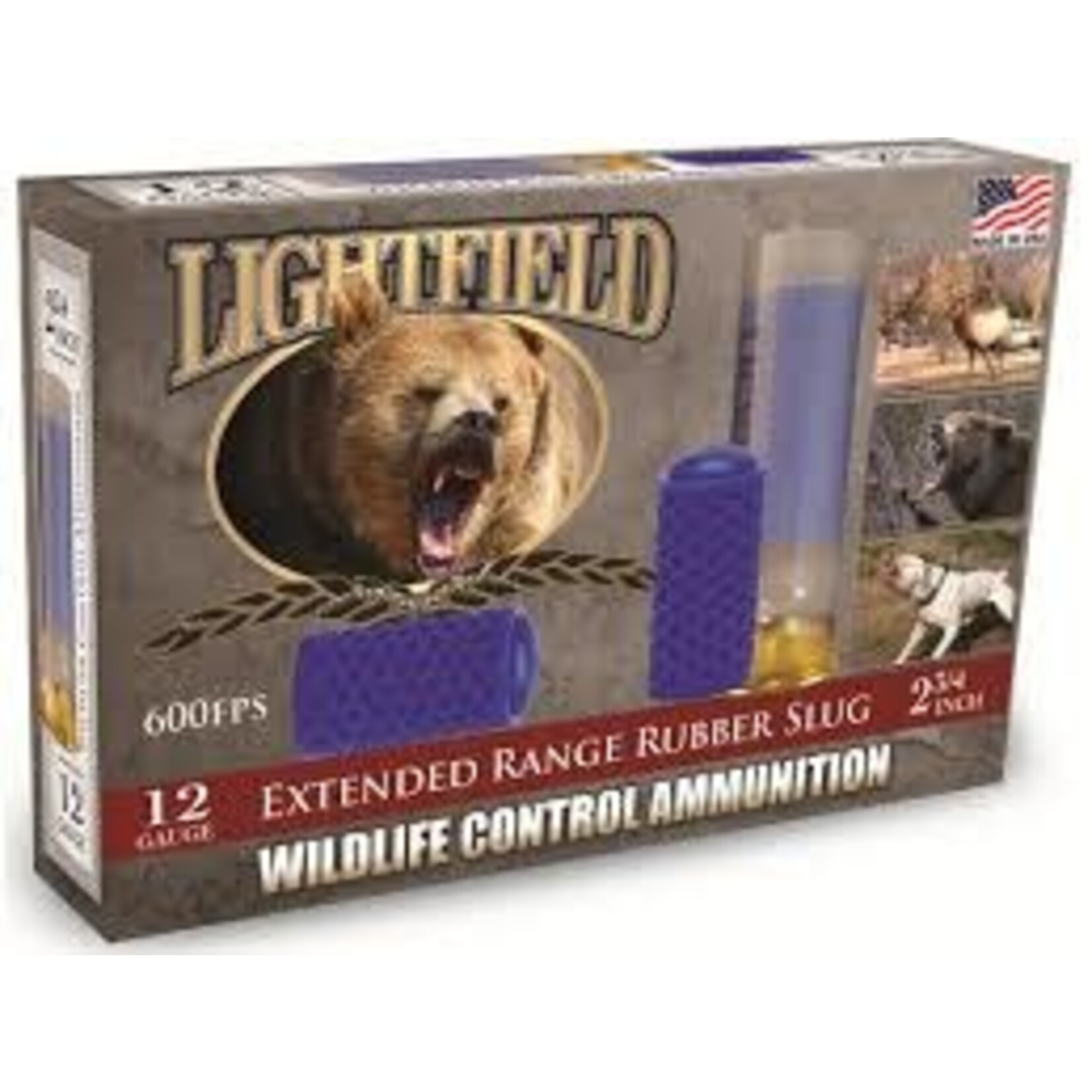 Lightfield LIGHTFIELD 12 GA 2 3/4" EXTENDED RUBBER SLUG 600FPS WILDLIFE CONTROL