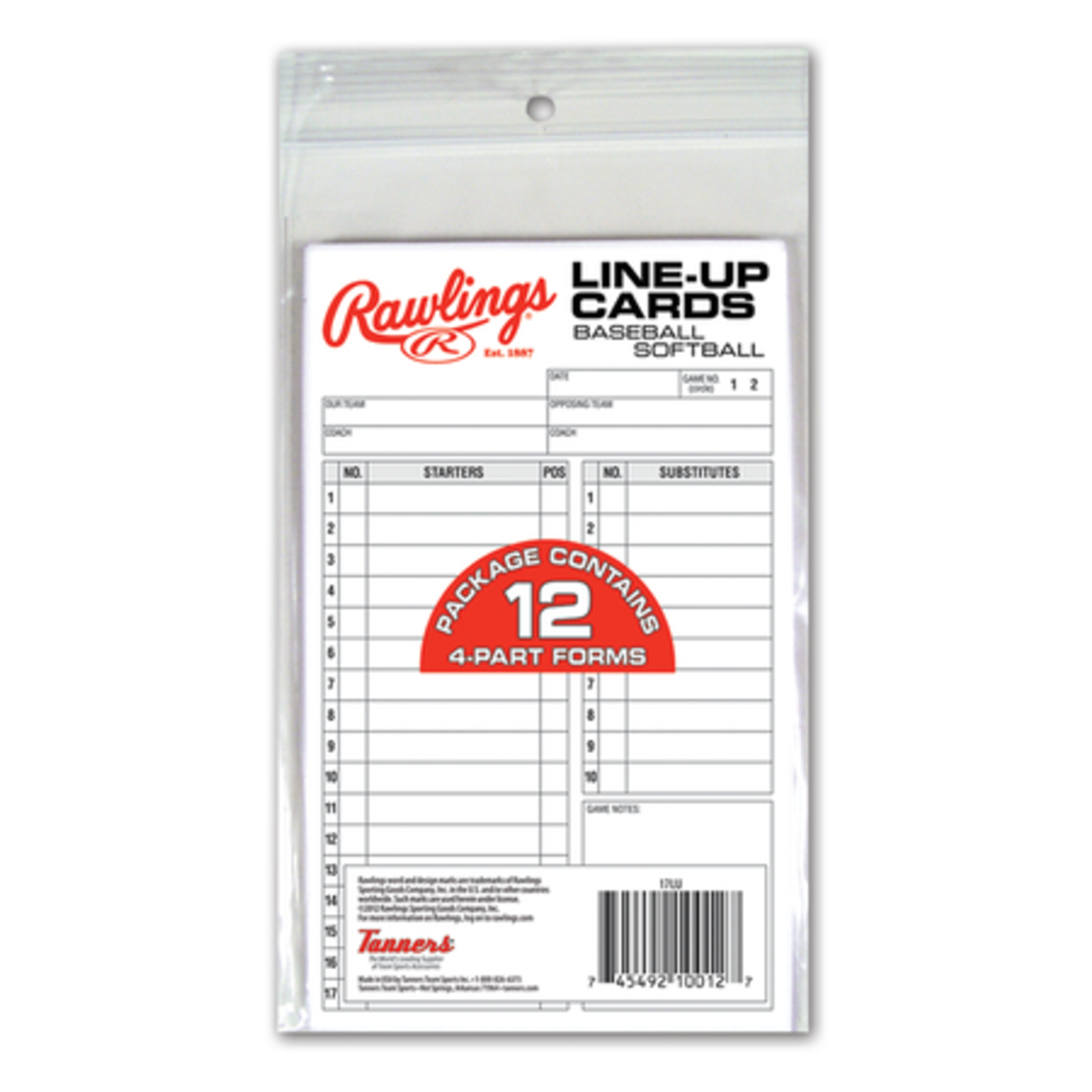 RAWLINGS RAWLINGS LINE UP CARDS