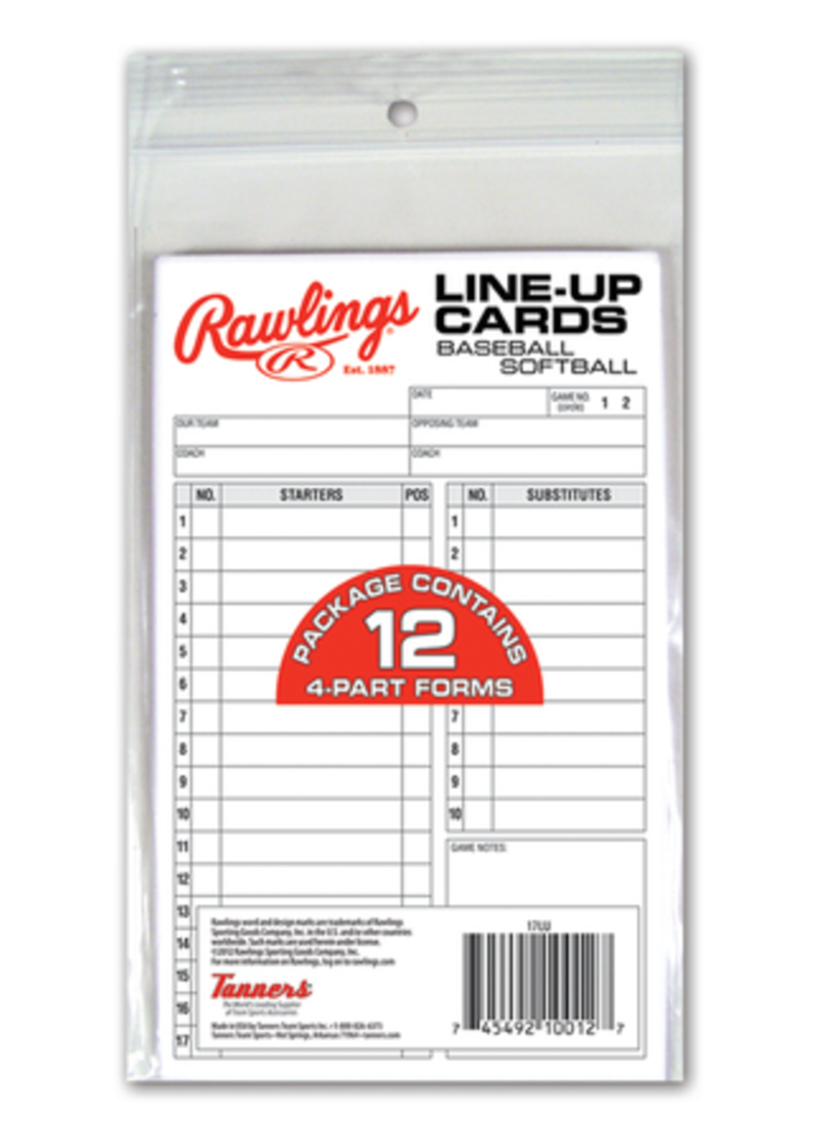 RAWLINGS RAWLINGS LINE UP CARDS