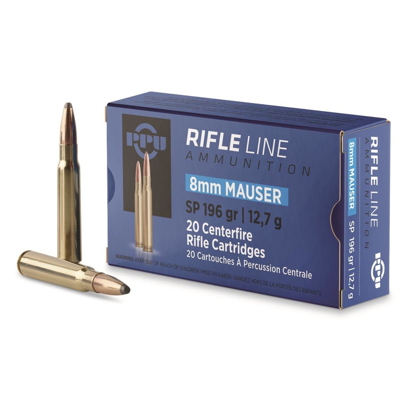 PPU PPU AMMO 8MM MAUSER 196 GR SP RIFLE LINE 20 RNDS