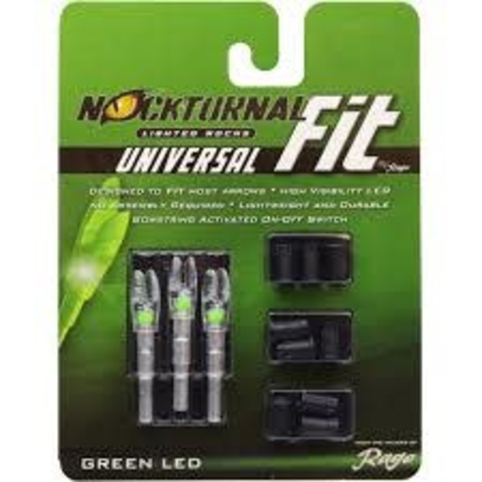 NOCKTURNAL NOCKTURNAL LIGHTED NOCKS UNIVERSAL FIT GREEN LED 3/PK
