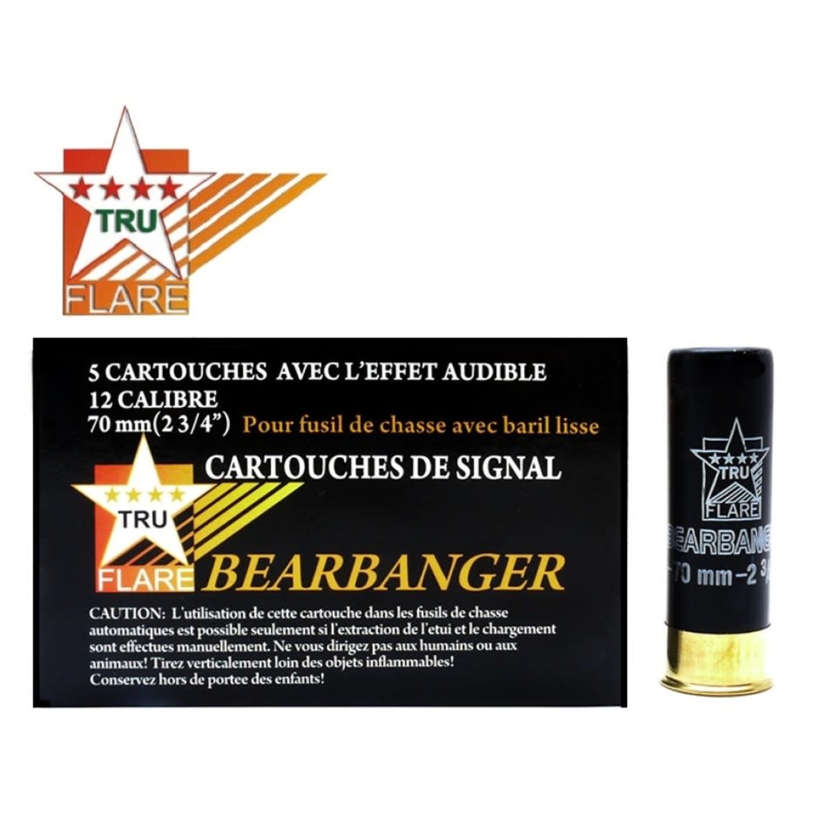 TRU FLARE TRU FLARE 12 GAUGE 2 3/4” 70MM BEARBANGER OPEN CHOKE 5 PK