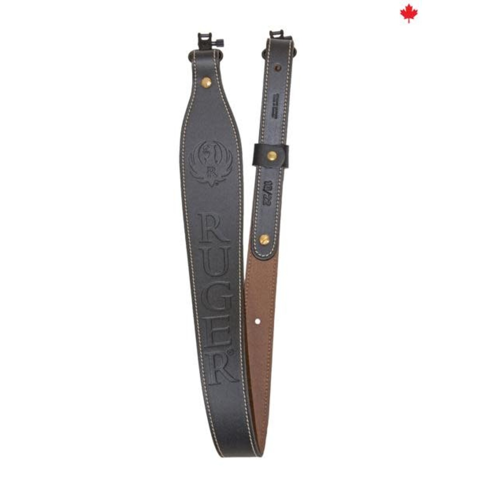 RUGER RUGER RIFLE SLING W/P LEATHER W/SWIVELS  2.25" BLK