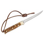 UNCLE HENRY FILLET KNIFE 5.3" BLADE, STAGALON HANDLES, LEATHER SHEATH