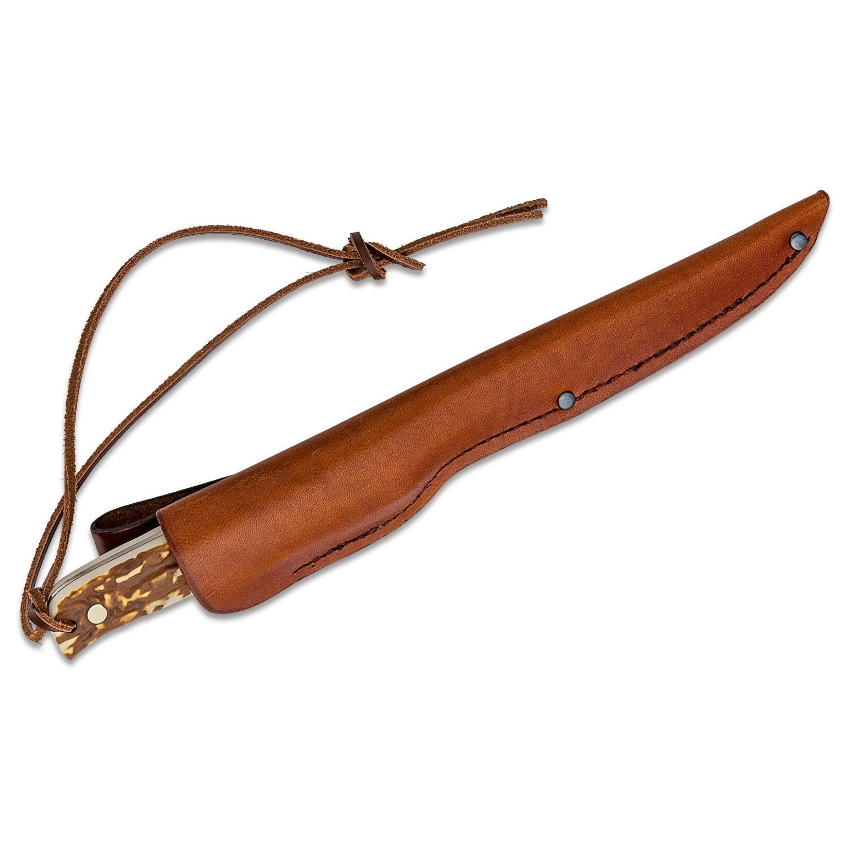 UNCLE HENRY FILLET KNIFE 5.3" BLADE, STAGALON HANDLES, LEATHER SHEATH