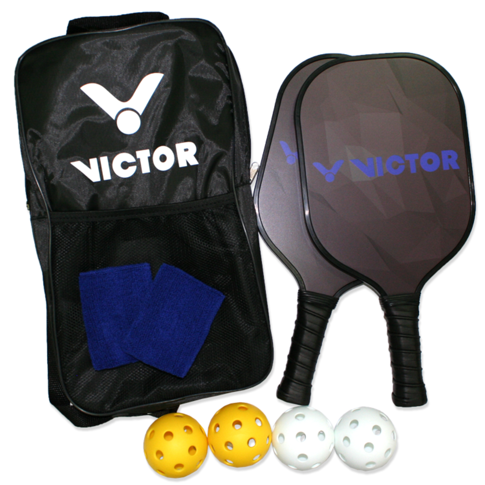 VICTOR VICTOR PICKLEBALL RACKET SET W/2 RACKETS 4 PICKLE BALLS