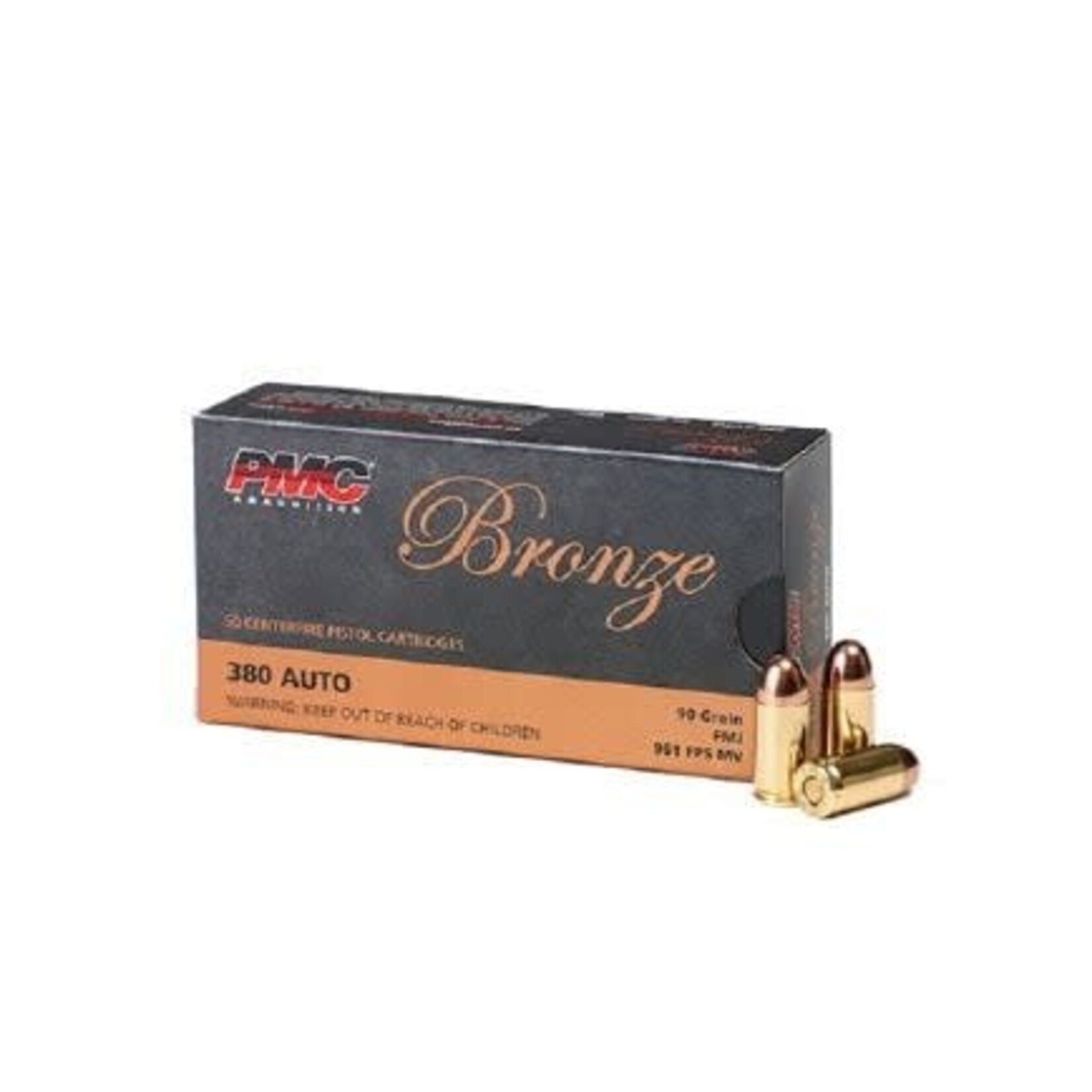 PMC 380 ACP AUTO BRONZE 90 GR FMJ 50RDS 380A