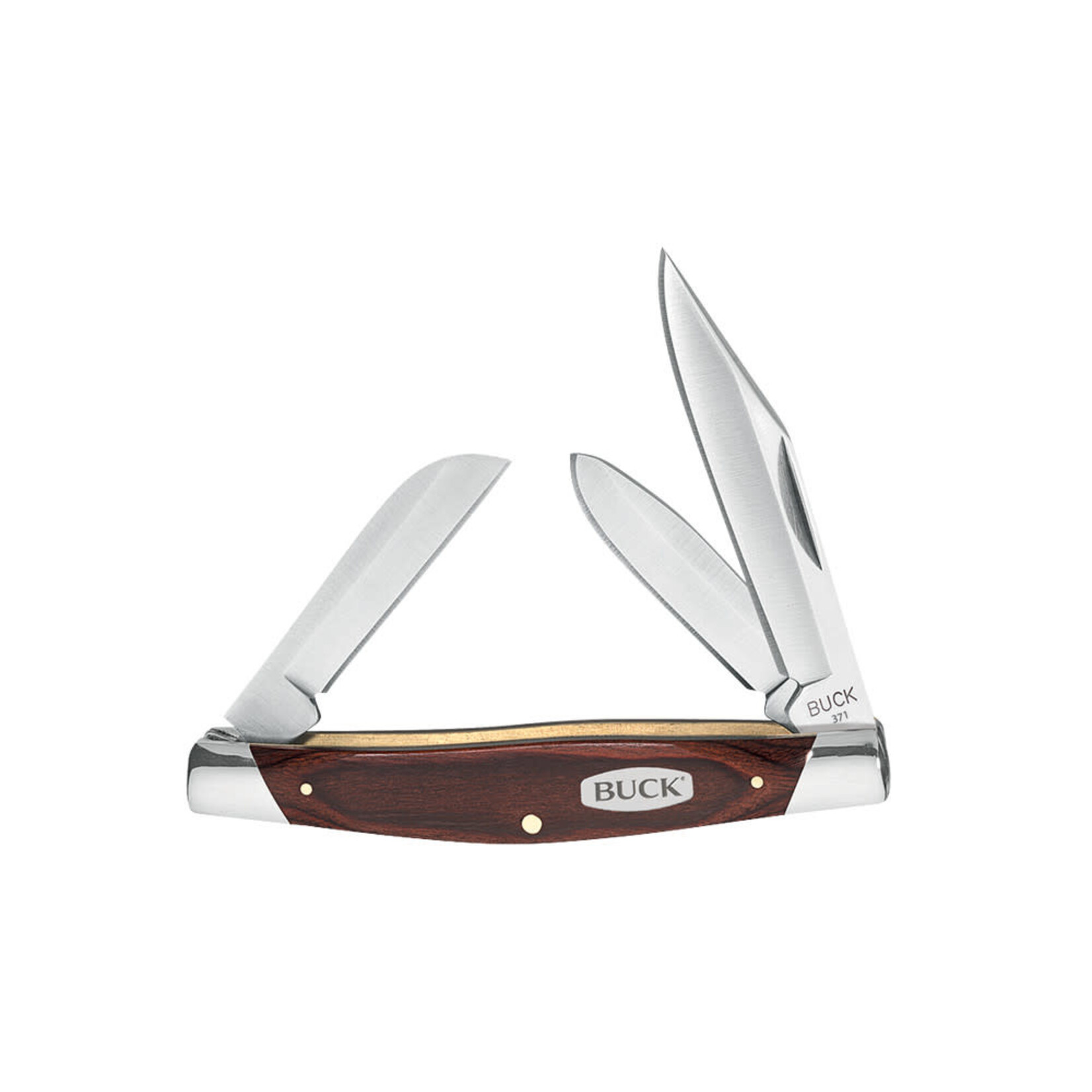BUCK KNIVES BUCK STOCKMAN WOOD GRAIN FOLDING KNIFE 3 BLADE 420J2 STEEL 5718