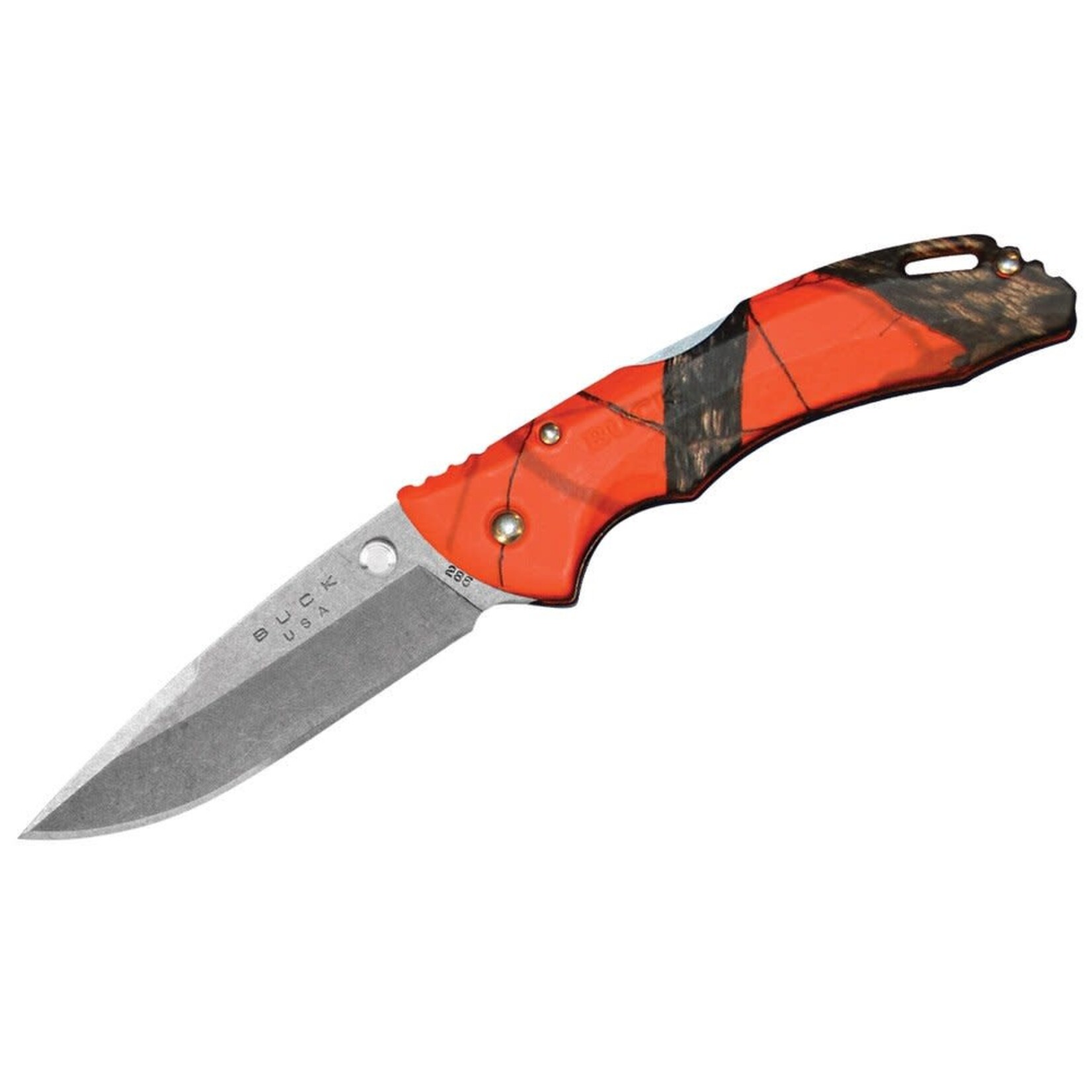 BUCK KNIVES BUCK BANTAM LOCKBACK,BLAZE BREAKUP MOSSY OAK ORANGE