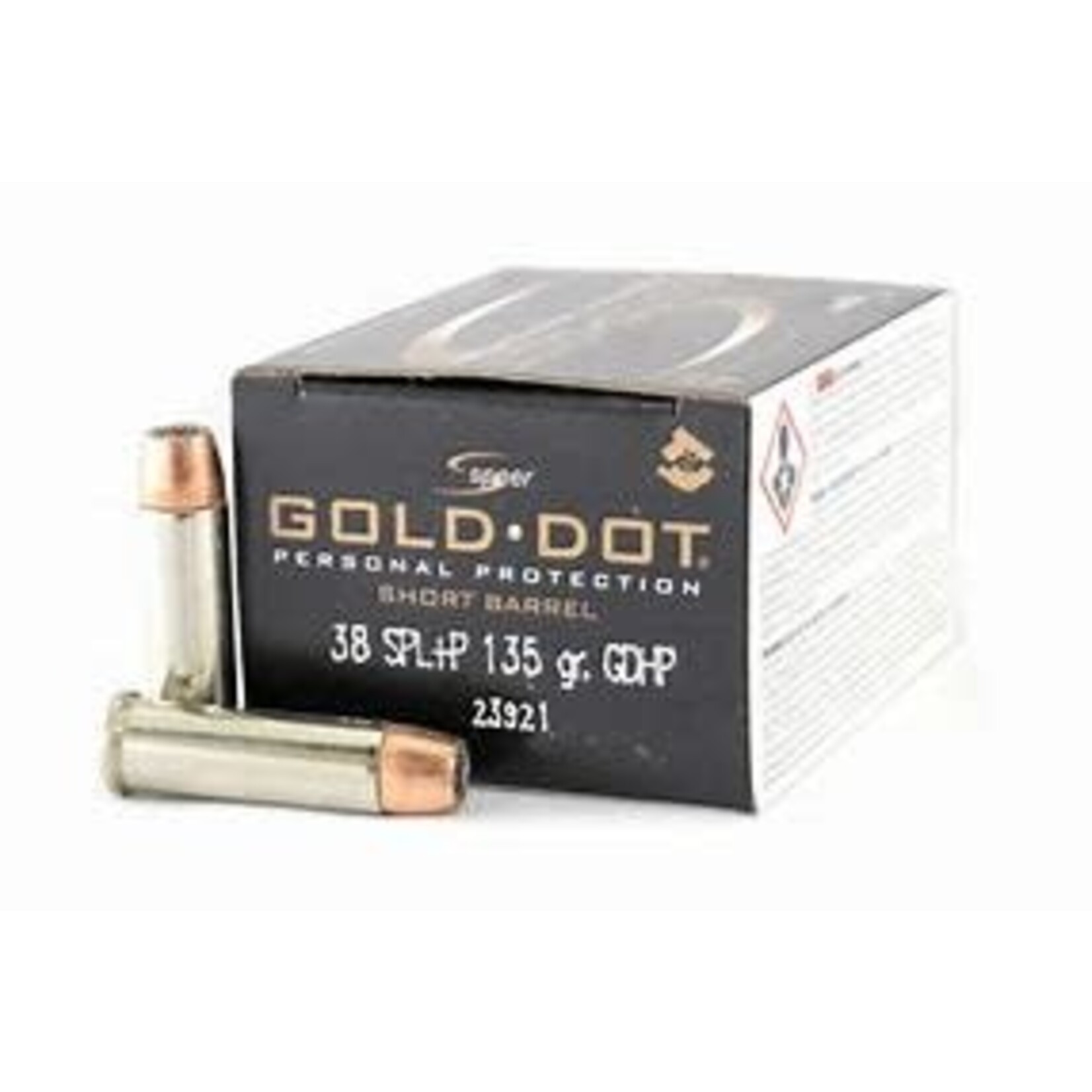 SPEER 38 SPL SPECIAL +P 135 GR GDHP GOLD DOT SHORT BARREL 20 RNDS