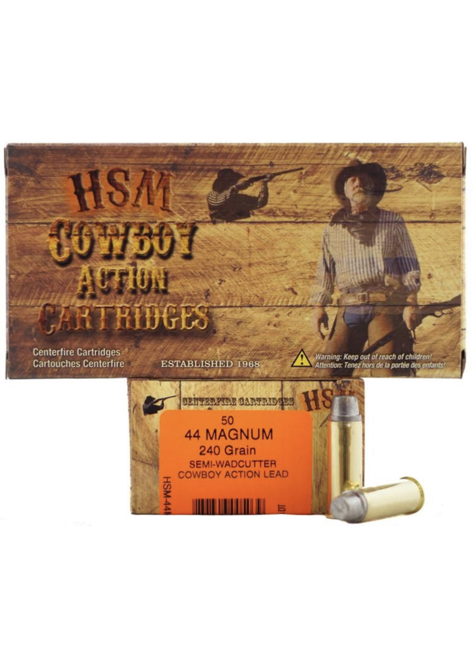 HSM HSM 44 MAG 240 GR SWC COWBOY ACTION LEAD SMALL PRIMER 50 RDS