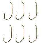 Eagle Claw EAGLE CLAW13010-001 LAKER SNELLED HOOKS Sz1 BAITHOLDER BRONZE 6Pk