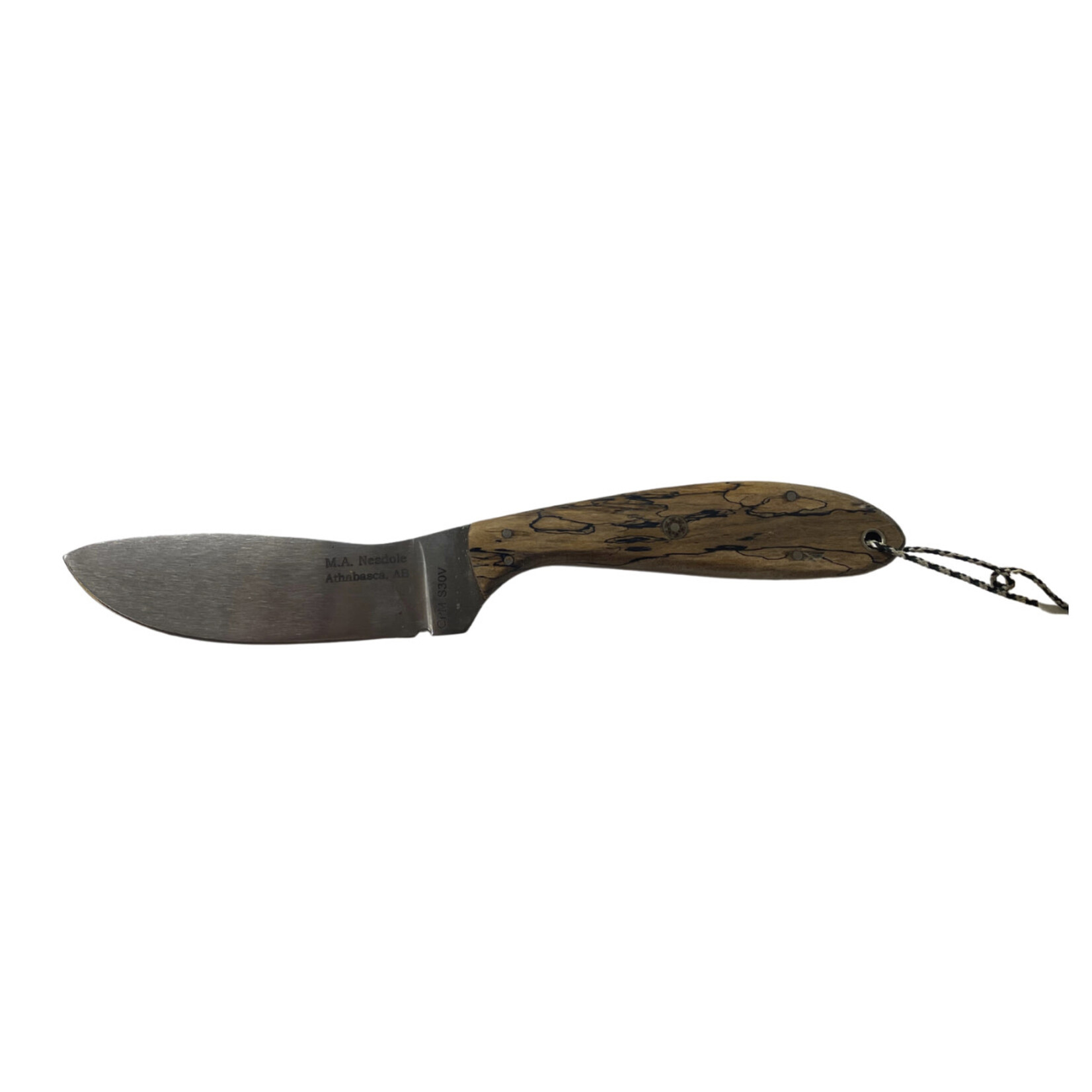MORRIS KNIVES HUNTER JOHNNY STYLE KNIFE 5.25” S30V SPALTED MAPLE RED LINER