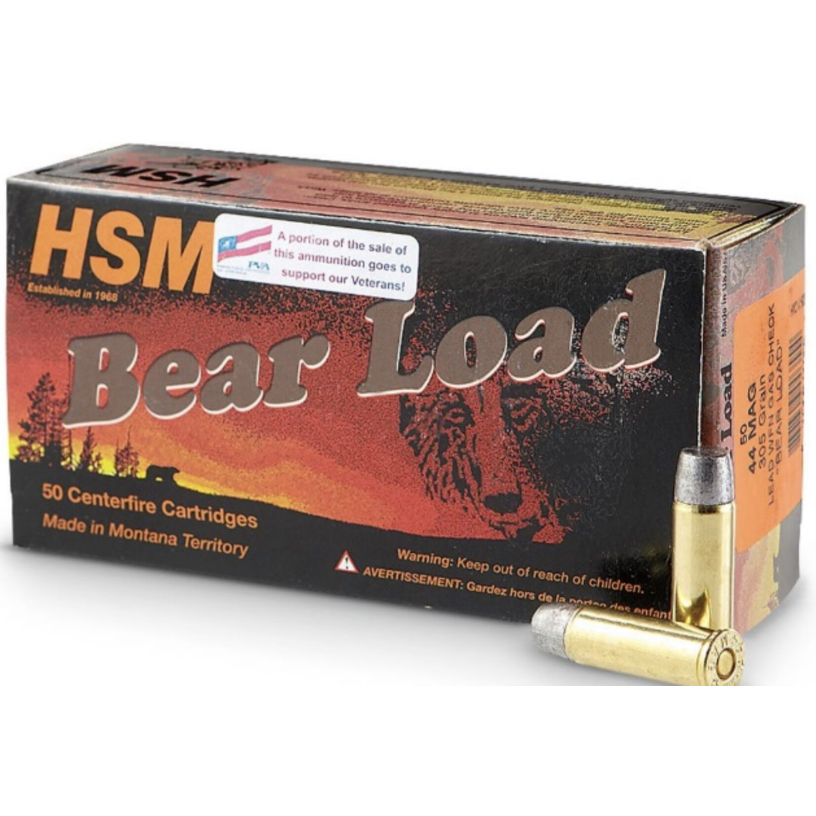 HSM HSM 357 MAG 180 GR LEAD RNFP BEAR LOAD 1200 FPS 50RDS