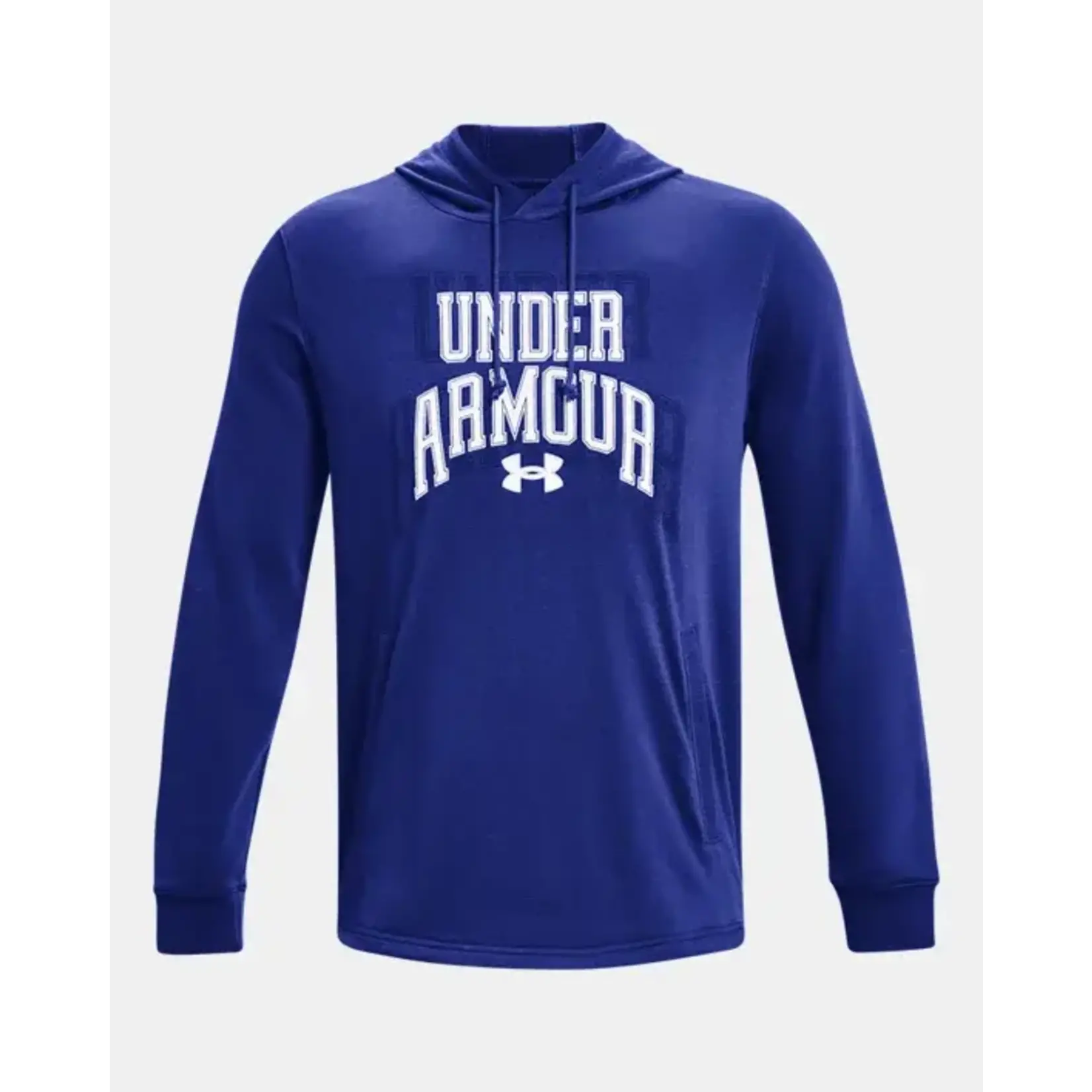 UNDER ARMOUR UA RIVAL TERRY GRAPHIC HD BLUE HOODIE MENS