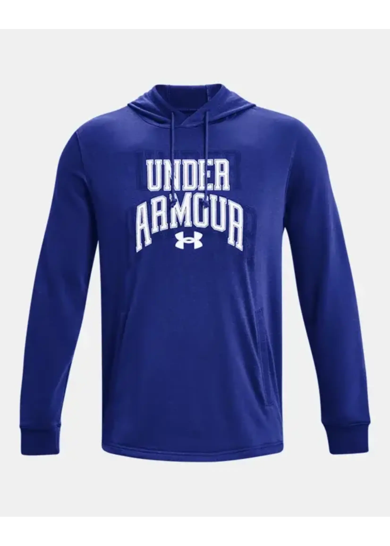 UNDER ARMOUR UA RIVAL TERRY GRAPHIC HD BLUE HOODIE MENS