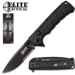 ELITE TACTICAL KNIFE BACKDRAFT FOLDING SERRATED BLADE 3.6"  GRIP HANDLE LOCK BALL BEARING PIVOT